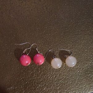 Elegant Pink and Cream Dangle Earrings